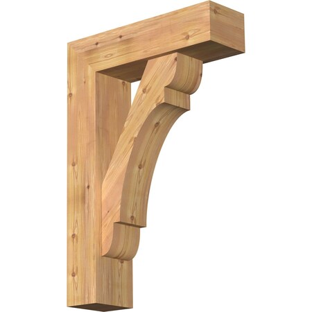 Ekena Millwork Olympic Block Smooth Bracket w/ Offset Brace, Western Red Cedar, 7 1/2"W x 26"D x 38"H BKT0806X26X38OLY05SWR